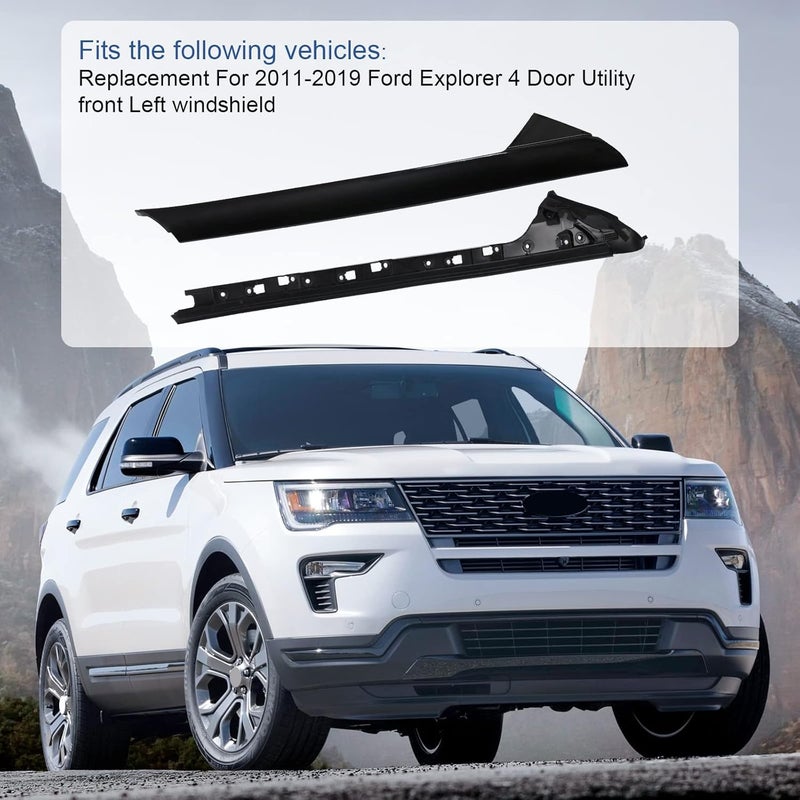 CARMOCAR A-Pillar Front Molding Windshield Trim Left Outer & Inner Replacement for 2011-2019 Ford Explorer 926-450 BB5Z7803136AA BB5Z-7803136-AB BB5Z7803136BA BB5Z7803144AA(Driver Side) - Image 3